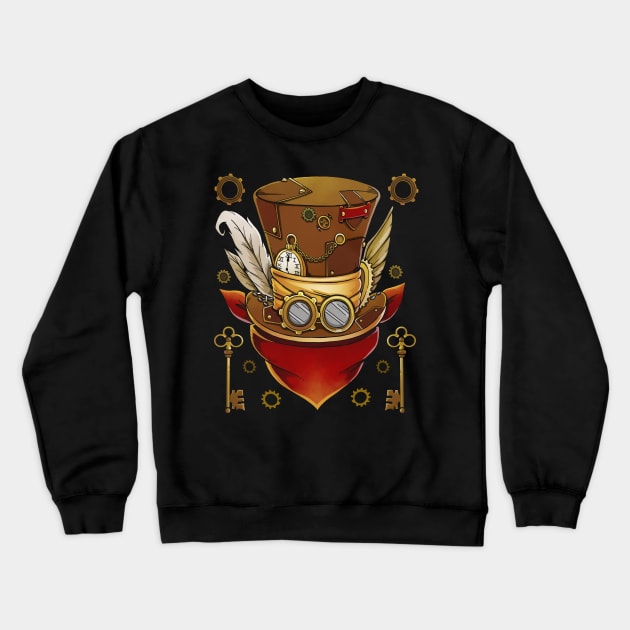 Steampunk Hat Crewneck Sweatshirt by Vallina84